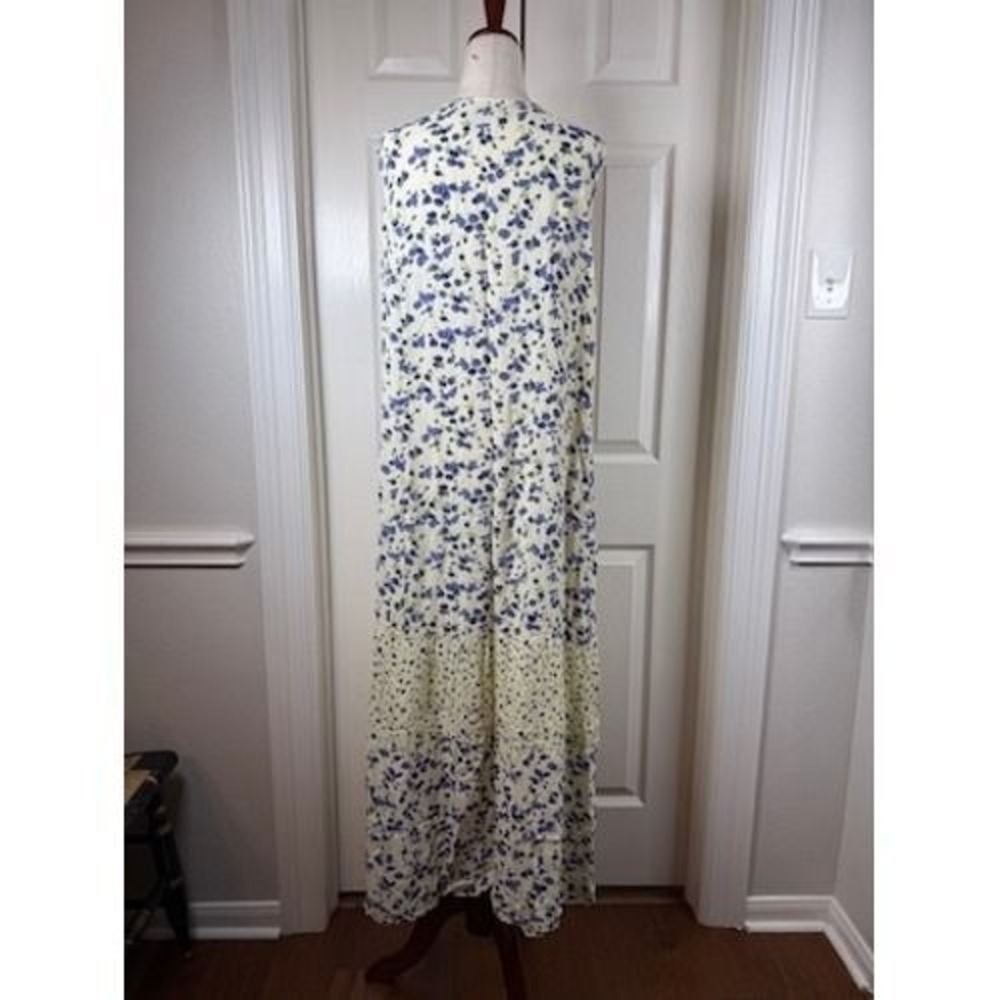 J.G. Hook Womens Blue Floral Rayon Sleeveless Tiered Maxi Dress Medium - Picture 3 of 4